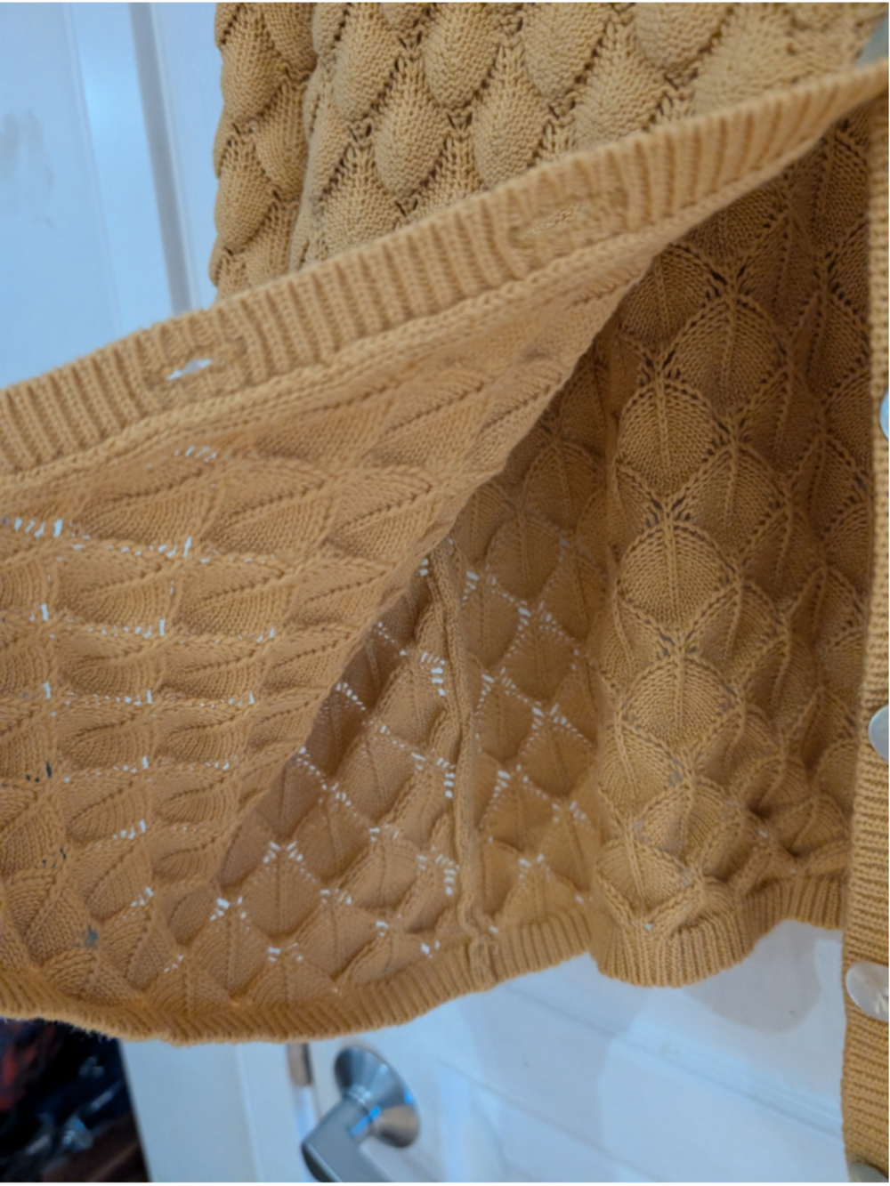 710 - Pepa Loves Mustard Scallop Knit Cotton Cardigan S - Picture 6 of 8